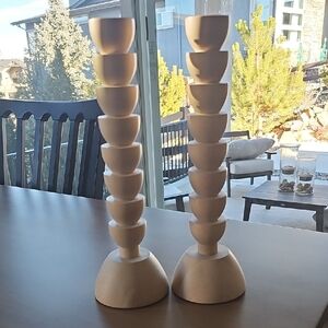 Lostine Set Of 2 Skandi Maple Candle Holders Franc Small